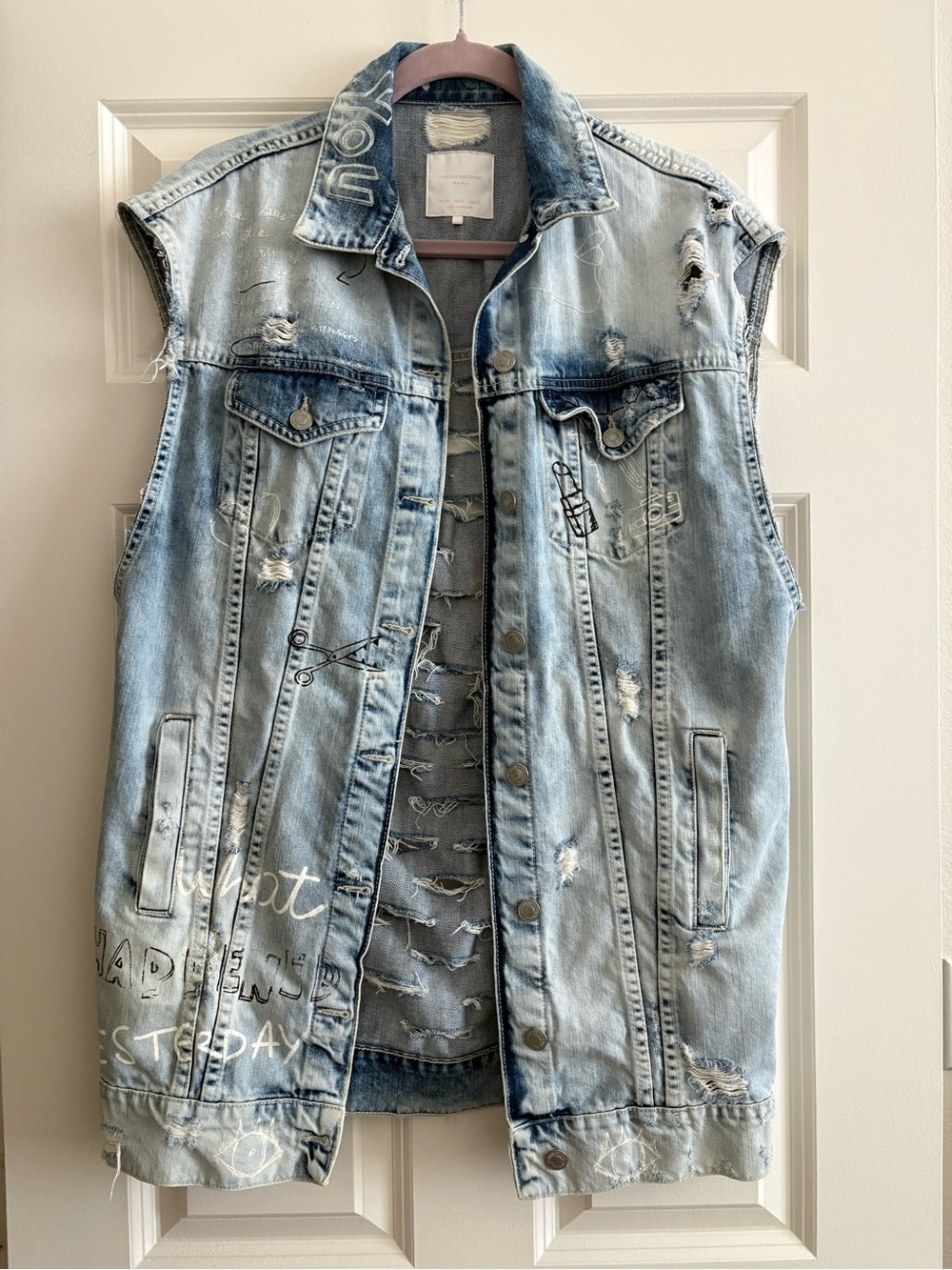 Zara | Distressed Denim Vest | Cotton